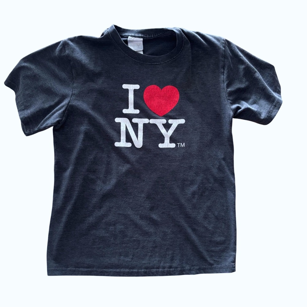 I Love New York NYC Logo T Shirt Black Vintage Style Graphic Tee Mens M